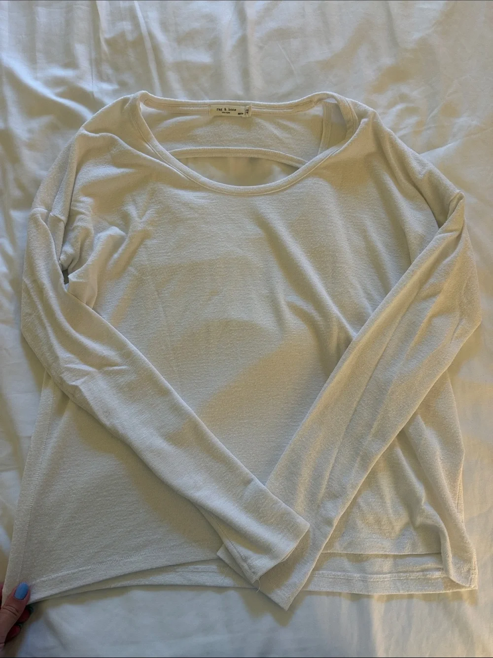 rag & bone Light Cream Long-Sleeve Scoop Neck Top